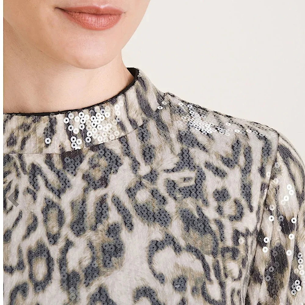 NWT Chico’s Cheetah-Print Sequin Top - Picture 2 of 12